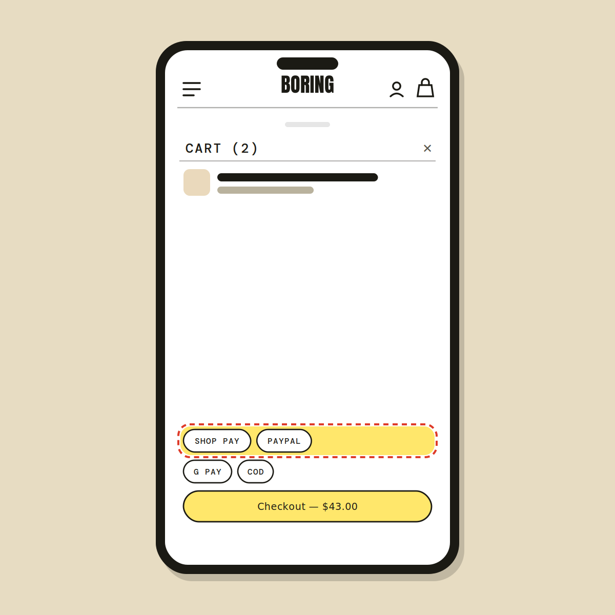 Express pay row — Shopify Task